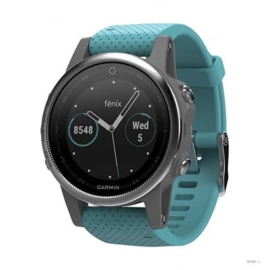 Garmin Fēnix® 5S Plus Мултиспорт GPS часовник Сребрист с тюркоазена каишка