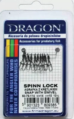 DRAGON Spinn Lock Swivel Закопчалка с вирбел N:2/0