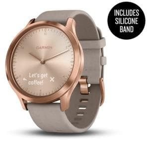 Garmin Vívomove™ HR Хибриден смарт часовник Premium, Rose Gold с велурена каишка