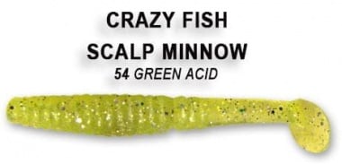 Crazy fish SCALP MINNOW 8см Силиконова примамка 54 Green Acid