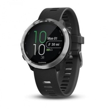 Garmin Forerunner® 645/645 Music GPS часовник за бягане с безконтактни плащания и вграден пулсомер Music сребрист с черна каишка