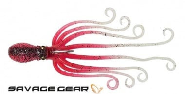 Savage Gear 3D Octopus 10см. Силиконова примамка октопод UV Pink Glow