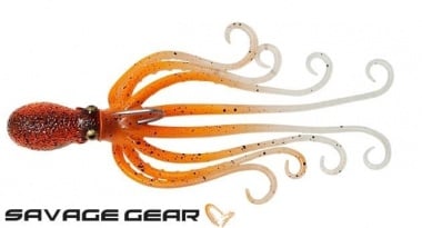 Savage Gear 3D Octopus 10см. Силиконова примамка октопод UV Orange Glow