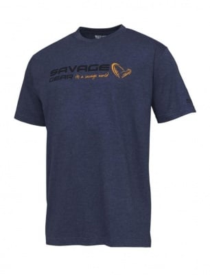 Savage Gear Signature Logo T-Shirt Тениска XXL Blue Melange