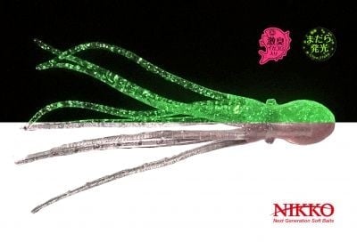 Nikko Octopus 6 Силиконова примамка UV Red Glow FlakeUV Red Glow Flake