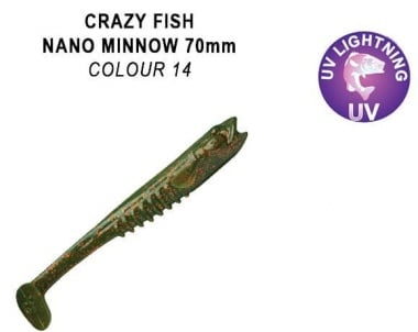 Crazy Fish Nano Minnow 7см. Силиконова примамка 14 UV Motor Oil