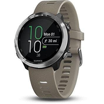 Garmin Forerunner® 645/645 Music GPS часовник за бягане с безконтактни плащания и вграден пулсомер Сребрист с Sandstone каишка