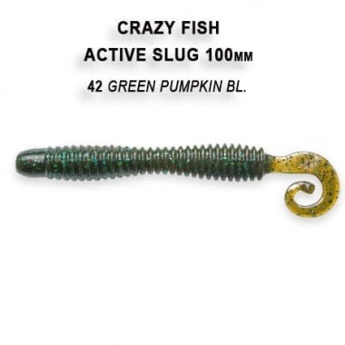 Crazy Fish ACTIVE SLUG 10см. Силиконова примамка 42 Green Pumpkin BL
