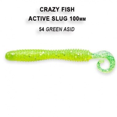 Crazy Fish ACTIVE SLUG 10см. Силиконова примамка 54 Green Acid
