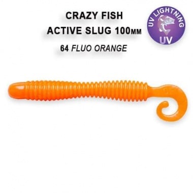 Crazy Fish ACTIVE SLUG 10см. Силиконова примамка 64 Fluo Orange