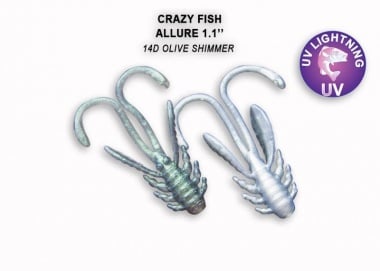 Crazy Fish ALLURE 2.7см. Силиконова примамка 14D Olive Shimmer