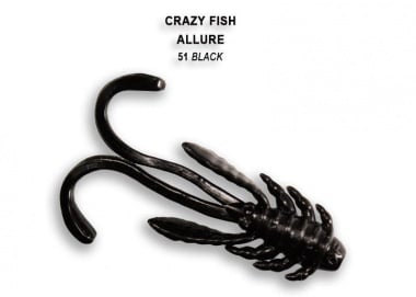 Crazy Fish ALLURE 4см. Силиконова примамка 51 Black