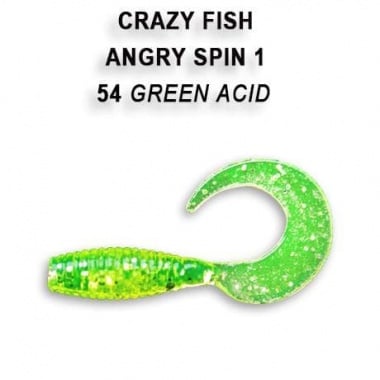 Crazy Fish Angry Spin 2.5см. Силиконова примамка 54 Green Acid