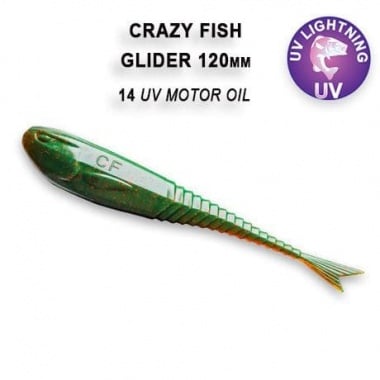 Crazy Fish GLIDER 12см Силиконова примамка 14 UV Motor Oil