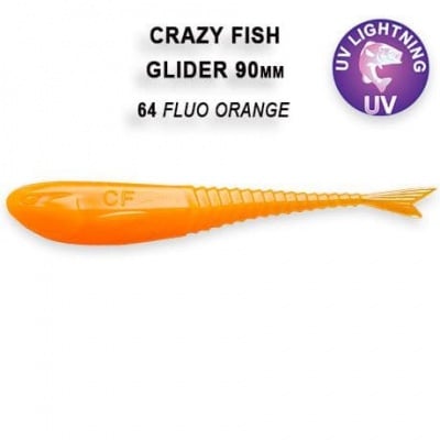 Crazy Fish GLIDER 9см Силиконова примамка 64 Fluo Orange