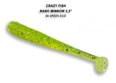 Crazy Fish NANO MINNOW 5.5см Силиконова примамка 54 Green Acid