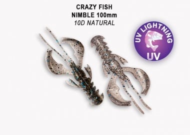 Crazy Fish NIMBLE 10см Силиконова примамка 03D Swamp Pearl