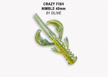 Crazy Fish NIMBLE 4см Силиконова примамка 01 Olive