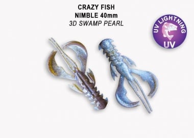 Crazy Fish NIMBLE 4см Силиконова примамка 03D Swamp Pearl