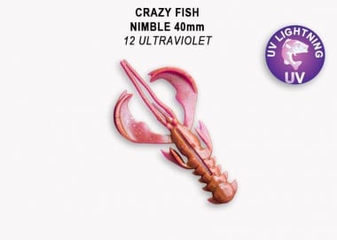 Crazy Fish NIMBLE 4см Силиконова примамка 12 Ultraviolet
