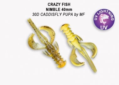Crazy Fish NIMBLE 4см Силиконова примамка 30D Caddisfly Pupa by MF