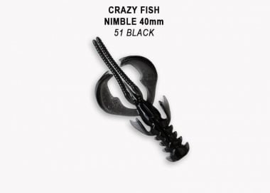 Crazy Fish NIMBLE 4см Силиконова примамка 51 Black