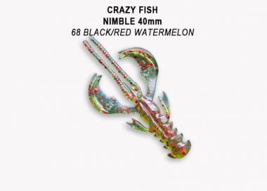 Crazy Fish NIMBLE 4см Силиконова примамка 68 Black/Red Watermelon