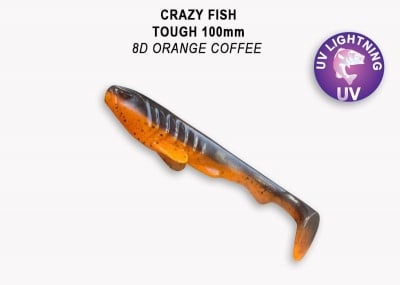 Crazy fish TOUGH 10см Силиконова примамка 8D Orange Coffee