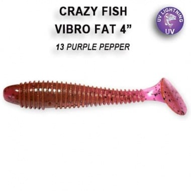 Crazy fish VIBRO FAT 10см Силиконова примамка 13 Purple Pepper