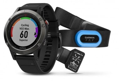 Garmin Fēnix® 5 Мултиспорт GPS спортен часовник Sapphire Черен с черна каишка + HRM-Tri пулсомер