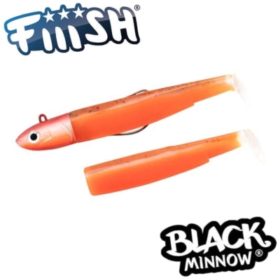 Fiiish Black Minnow No5 Combo: Jig Head 90g + 2 Lure Bodies 16cm - Orange Glow