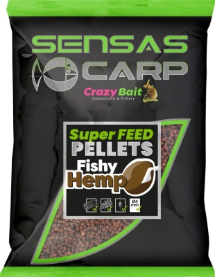 Sensas Super Feed Pellets - Fishy Hemp 650g Пелети 