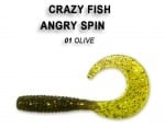 Crazy Fish Angry Spin 2.5см. Силиконова примамка 01 Olive