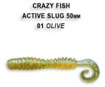 Crazy Fish ACTIVE SLUG 5см. Силиконова примамка 01 Olive