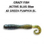 Crazy Fish ACTIVE SLUG 5см. Силиконова примамка 42 Green Pumpkin BL