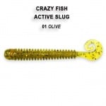Crazy Fish ACTIVE SLUG 7см. Силиконова примамка 01 Olive