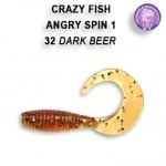Crazy Fish Angry Spin 2.5см. Силиконова примамка 32 Dark Beer