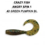 Crazy Fish Angry Spin 2.5см. Силиконова примамка 42 Green Pumpkin BL