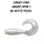 Crazy Fish Angry Spin 2.5см. Силиконова примамка 62 White Pearl