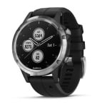 Garmin Fēnix® 5S Plus Мултиспорт GPS смарт часовник Сребрист с черна каишка