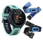 Garmin Forerunner® 735XT GPS мултиспорт часовник Тъмно синьо & светло синьо в комплект с HRM-Tri™ и HRM-Swim™ пулсомери