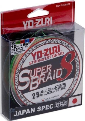 YO ZURI SuperBraid X8 300m Multicolor Плетено влакно